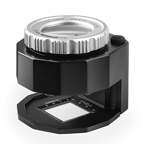 30X Illuminated Loupe Magnifier, Adjustable Focal Length Coin Magnifier