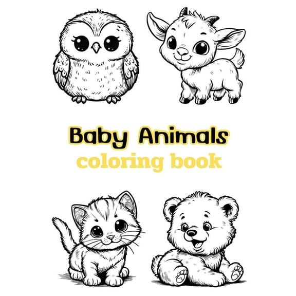 Baby Animals coloring book: Children's coloring pages word search puzzles, (Paperback)