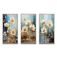 thumbnail image 2 of Designart "Blossoming White Daisy under Teal Blue Sky II" Flowers Framed Wall Art Set Of 3 - White Traditional Frame Gallery Set For Office Decor, 2 of 6
