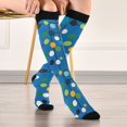 thumbnail image 5 of FORMRS Womens Knee High Socks Casual Long Thick Travel Daily Wear, 2 Pairs, Blue Abstract, 5 of 6