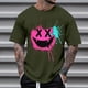 thumbnail image 1 of Blusas y camisas de manga corta con cuello redondo para hombre, blusas casuales de verano a la moda con cuello redondo y estampado para hombre., 1 of 4