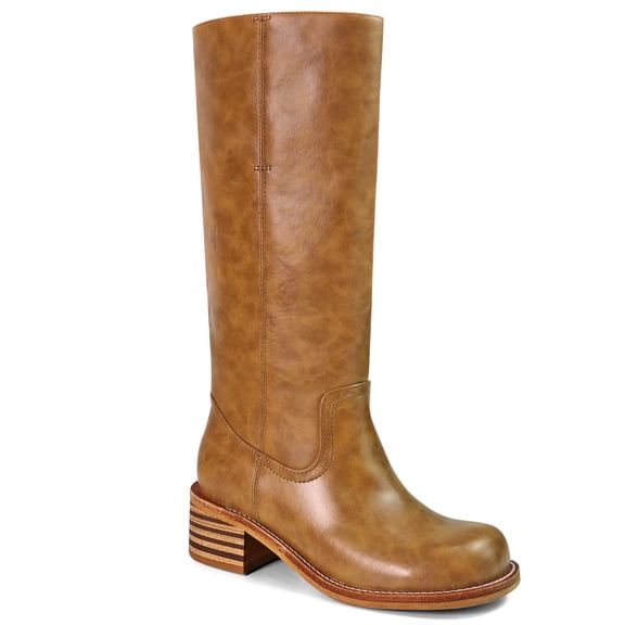 VBDB Women's Knee High Boots Chunky Block Heel Long Boots Square Toe Low Heel Boots for Women