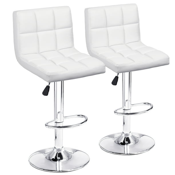 Homall Barstool Set Of 2 Pu Leather, White Leather Kitchen Counter Stools