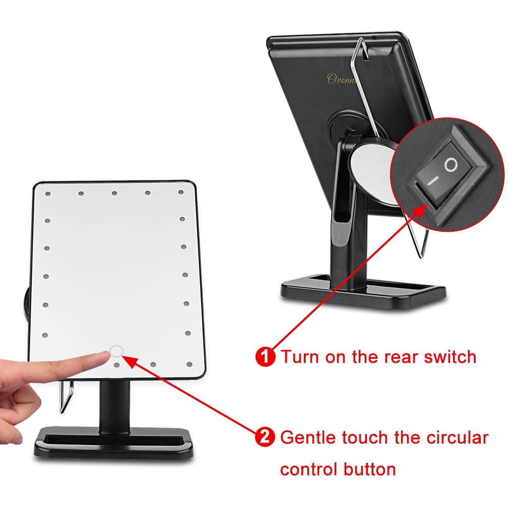 Ovonni 10x Magnifier Led Touch Screen Makeup Mirror 20 Leds Lighted Make Up Cosmetic Portable Adjustable Vanity Tabletop Countertop