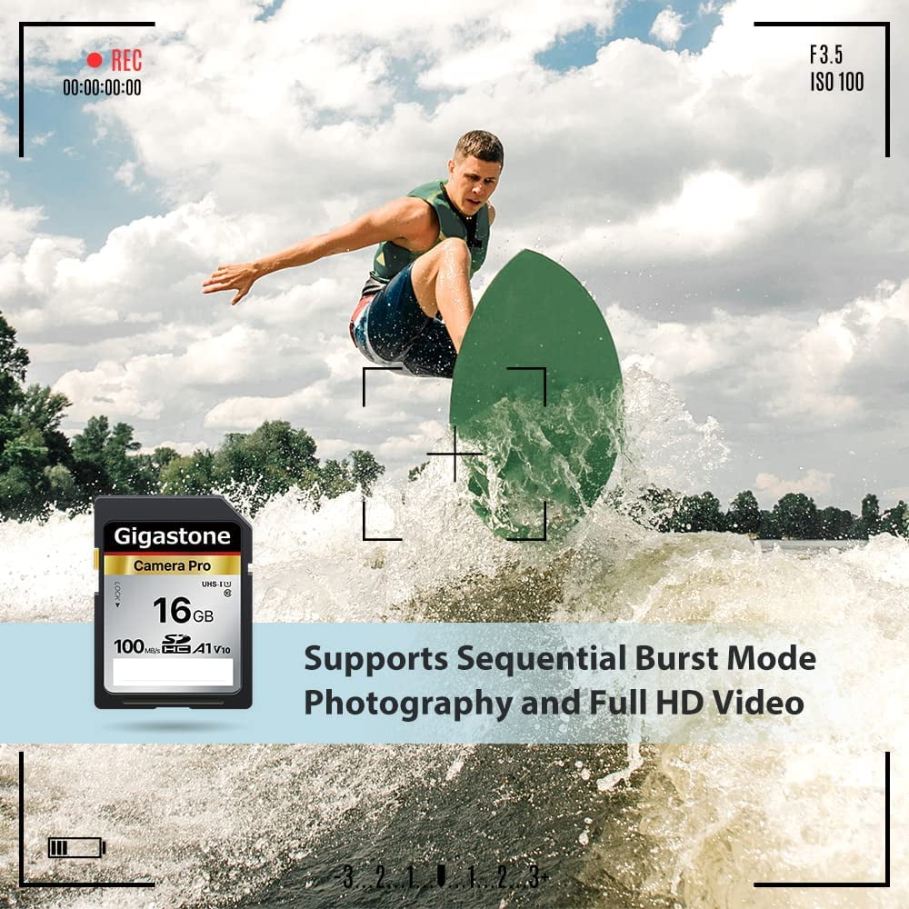 Gigastone 16GB 2-Pack SD Card V10 SDHC Memory Card High Speed Full HD Video Compatible with Canon Nikon Sony Pentax Kodak Olympus Panasonic Digital Camera - SD-16-2-2PK