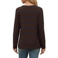 thumbnail image 5 of Olyvenn Womens Long Sleeve T Shirts Spring Fashion Tops Comfy Basic Tees Plain Tshirts 2024 Striped Dressy Casual Tops Brown 12, 5 of 9
