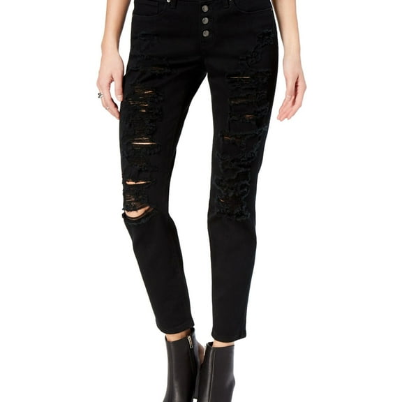 Black Daisy Womens Jamie Skinny Fit Jeans, Black, 26