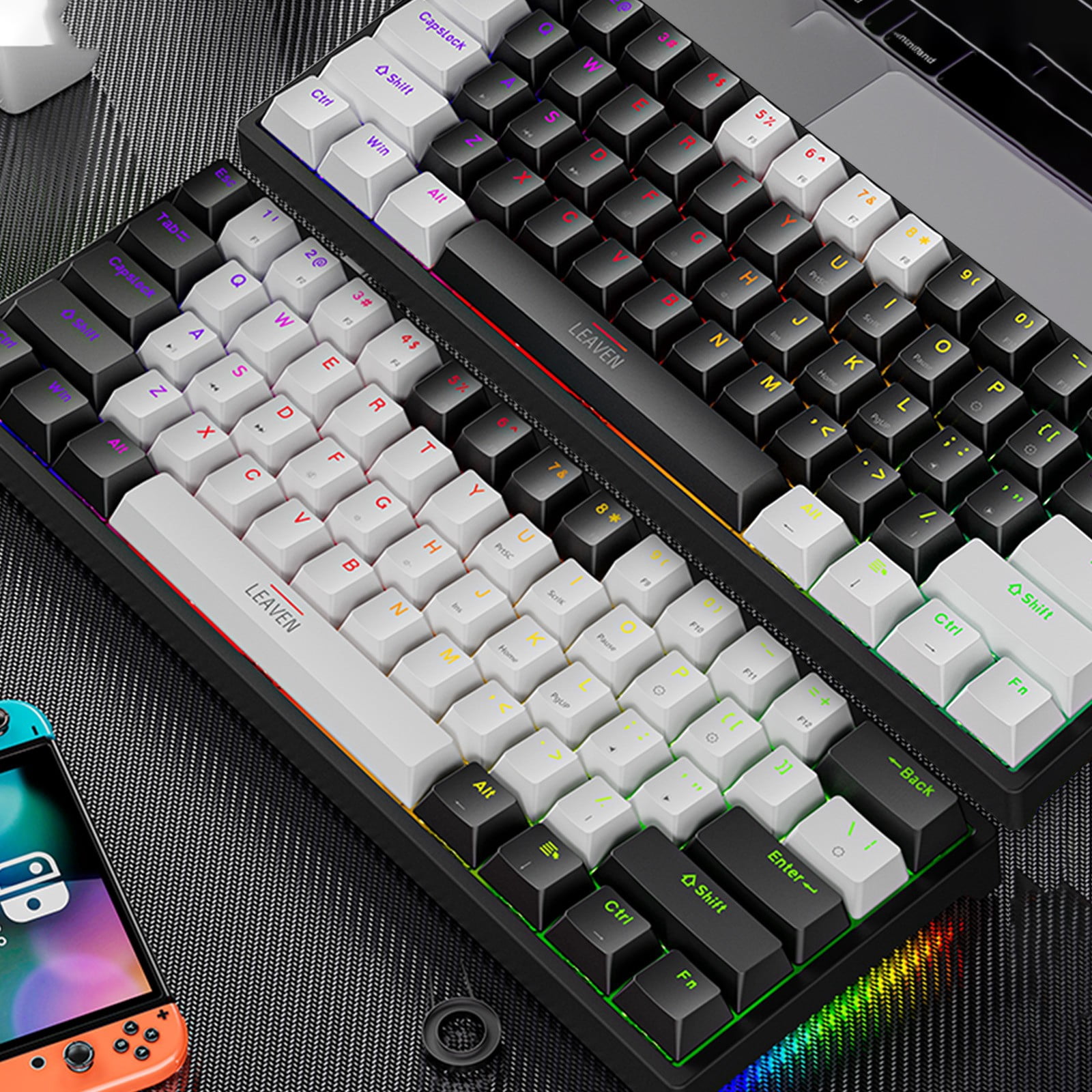 Augper Wholesale Wired 60% Mechanical Gaming Keyboard RGB Backlit Compact 61 Keys Keyboard With Blue Switches For Windows PC