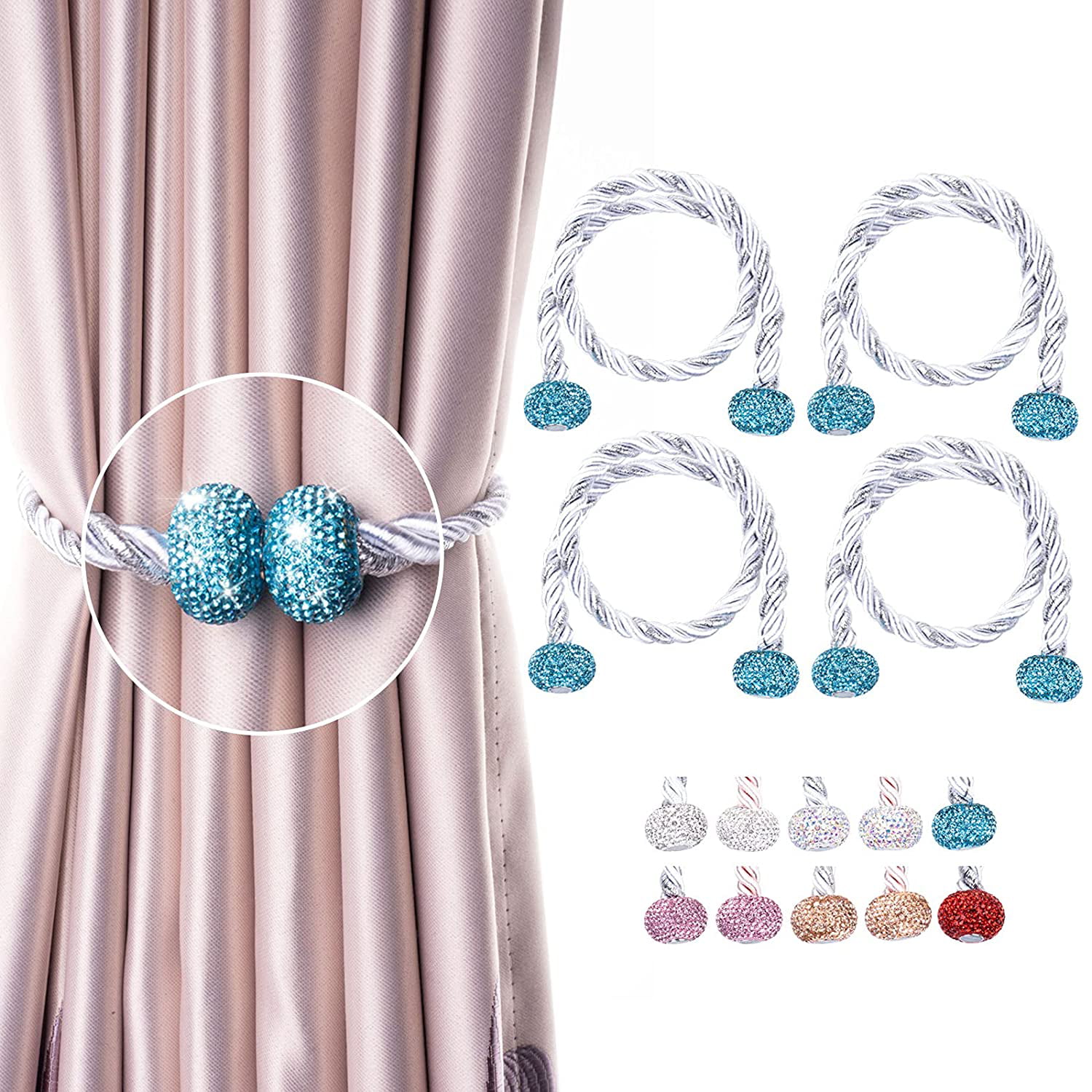 Details about   Magnetic Curtain Tiebacks Tie Backs Drapery Buckle Clips Holdbacks Silver 