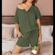 thumbnail image 4 of Conjuntos de Pijama para Mujer, 2 Piezas, de Punto Acanalado, Corta, Ropa de Dormir Suave, Conjuntos de Verano para Estar en Casa, Verde , Talla M, 4 of 6