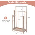 thumbnail image 2 of CHAUKY Towel Rack for Bathroom - 3 Tier Freestanding Towel Racks with Storage Shelf, Wood Hand Towel Drying Stand, Blanket Holder for Living Room, Laundry Room, 18" L x 9" W x 34" H (Light Brown), 2 of 16