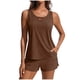 thumbnail image 2 of Tankini de moda para mujer, color sólido con cojín en el pecho y sin soporte de acero, traje de baño holgado con cordón dividido, traje de baño de dos piezas para mujer, trajes de baño tankini para mu, 2 of 6