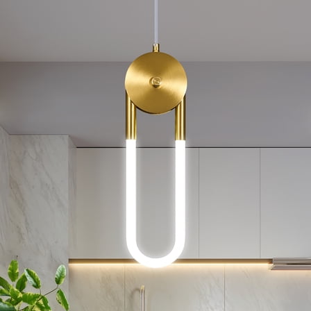 Deyidn Gold Pendant Lights Modern Farmhouse Pendant Light, Adjustable Pendant Light Fixture, Single Hanging Pendant Lighting for Kitchen Island, Dining Room, Foyer