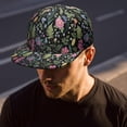 thumbnail image 6 of Rustic Wildflower Snapback Cap, Adjustable Flat Bill Hat, Artistic Floral & Bee Design, Trendy Streetwear, 6 of 8