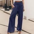 thumbnail image 2 of Seductiva Soft Leggings for Women Linen Pants Women Summer Wide Leg Pants Drawstring Elastic Waist Pants High Waisted Pants Casual Beach Trousers Loose Casual Pants, 2 of 5