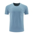 thumbnail image 3 of Fashion YLSDY Moisture Wicking Shirts for Men Short Sleeve Workout Quick Dry Active Wear Athletic T-Shirt with Chest Zipper Pocket Light Blue XXL, 3 of 8