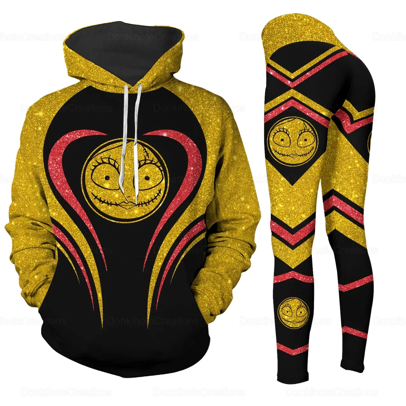 Nightmare Before Christmas Sally Hoodie Womens Leggings Yoga Set Womens Disney Jack Skellington Hoodie Sports Leggings Tracksuit Other S