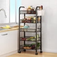 thumbnail image 1 of 5 Tier Kitchen Cart with Storage & Lockable Wheels, Metal Rolling Cart, Rolling Utility Cart Storage for Makeups Fruits Vegetables Snacks, for Living Room Home Office, Black, 1 of 9