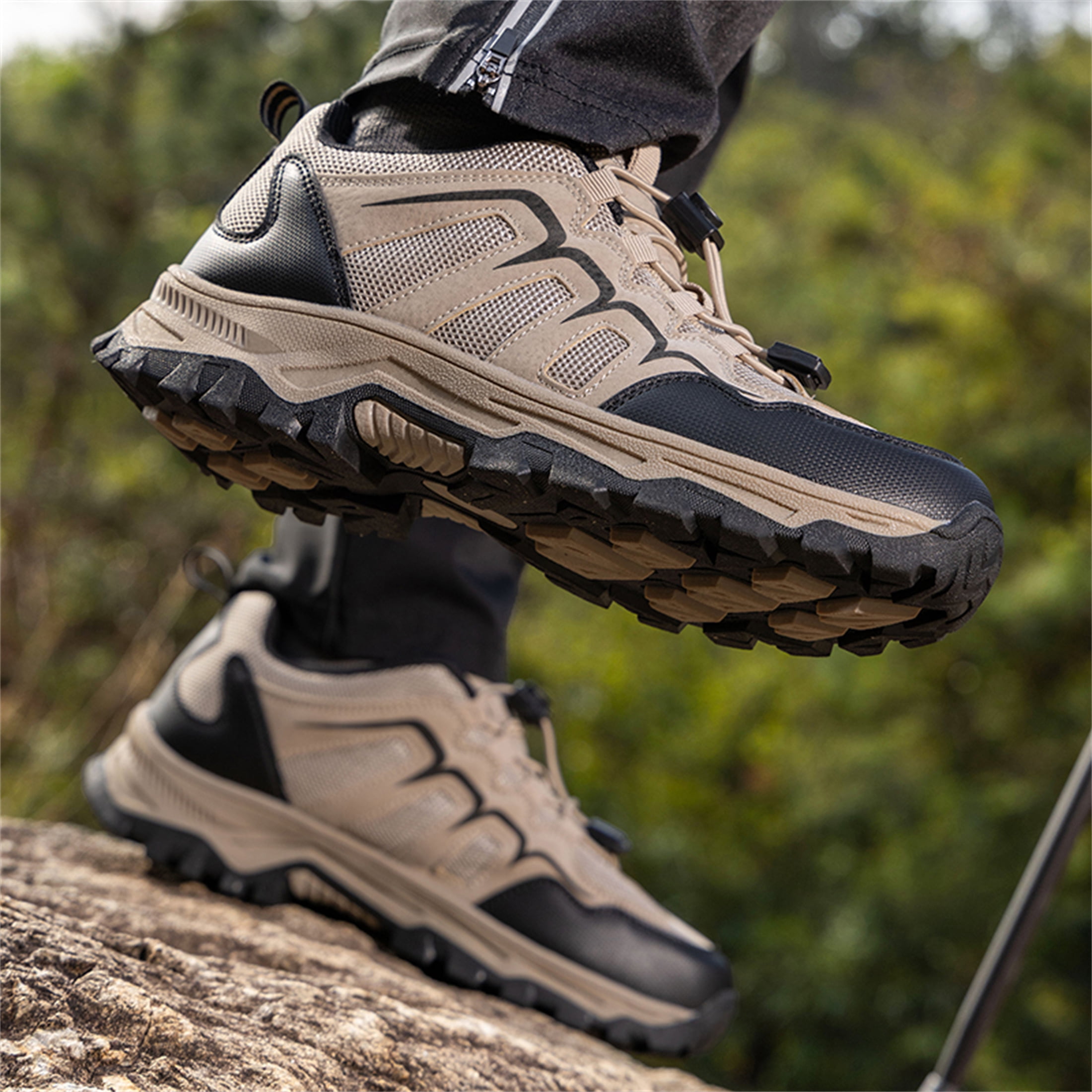 YOURDIARY Mens Womens Low Top Hiking Shoes Breathable Slip Resistant Trekking Trails Outdoor Sneakers