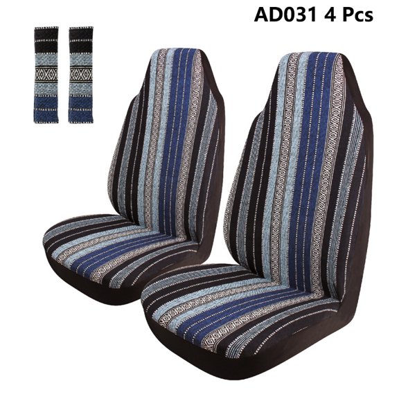 Autoking Cover High Back Bucket Car Seat Covers Full Set Seat-Belt Pad Steering Wheel Cover Fit AD031-2F