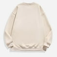 thumbnail image 4 of Virmaxy Men's Solid Color Crew Neck Sweatshirt Drawstring Pullover Sweatshirt Long Sleeve Tops Long Sleeve Crew Neck Tops/Shirts Beige M, 4 of 4