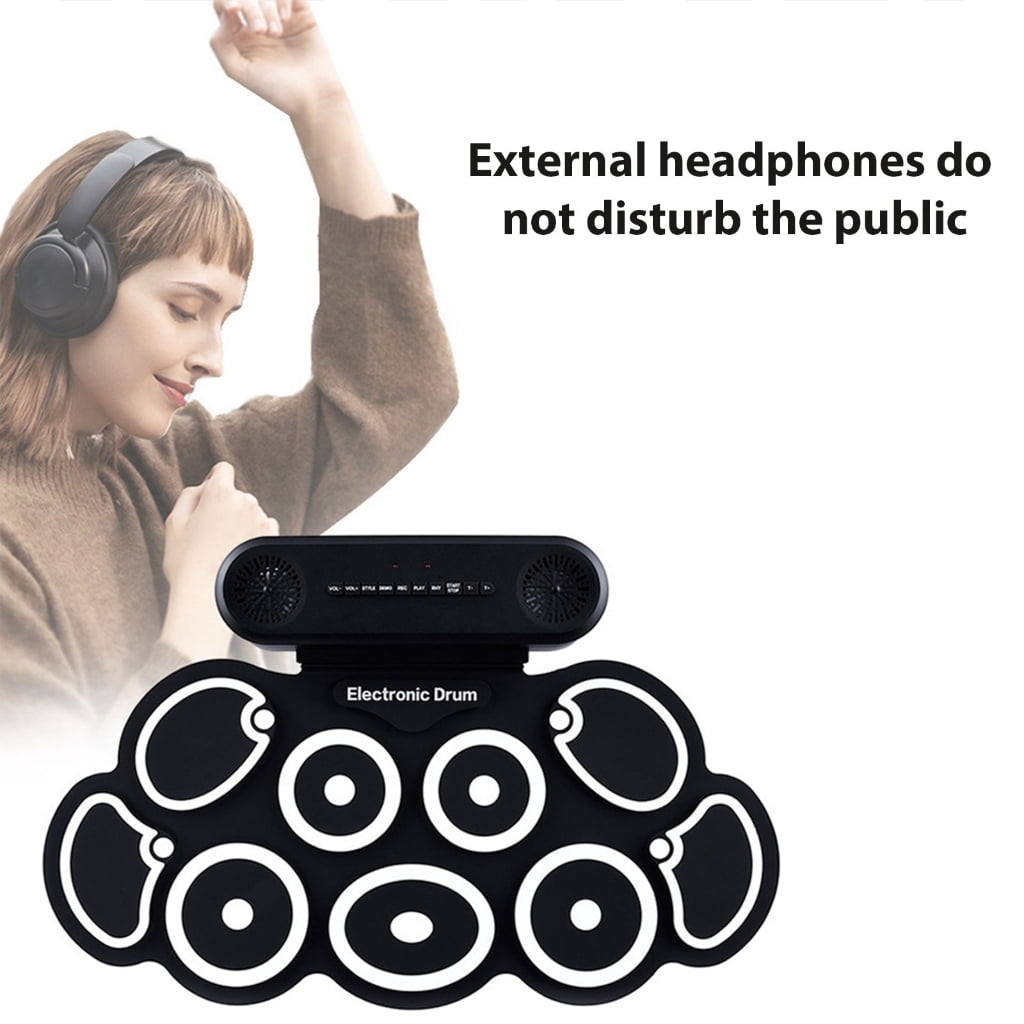 Small Electronic Drum Set Practicing Drum Pad Silicone Texture Music Creation Tool Suitable for Travel and Outdoor Gigs