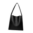 thumbnail image 2 of Bolso de hombro de cuero de las mujeres Bolso del cubo de la taleguilla de las señoras de la moda para conmutar Negro, 2 of 8