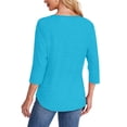 thumbnail image 4 of UVN Women Tunic Tops Summer 3/4 Length Sleeve Blouses Casual Crewneck Shirt Pleated Loose Tops, 4 of 8
