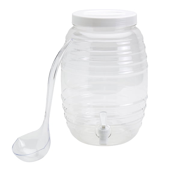 10.5 Liter Jaron Vitrolero Plastic Beverage Drink Dispenser Set Agua Frescas Lemonade with Ladle