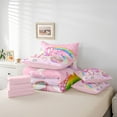 thumbnail image 6 of Feelyou Kawaii Unicorn Bedding Comforter Set 7 Pieces for Girls, Cartoon Star Rainbow Queen Bedding Sets, Princess Pink Queen Sheet Sets, Cute Cupcake Bedroom Decor, 6 of 8