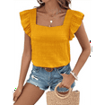 thumbnail image 2 of Women'S Square Neck Ruffle Short Sleeve Top Yellow L, 2 of 9