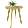 thumbnail image 3 of Evajoy Patio metal Side Table, 17.7"X18.1"(Height) Rust-Resistant Round End Table with Square Feet Décor for Bistro, Apartment, Balcony(Yellow), 3 of 5