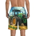 thumbnail image 3 of KLL Green Tractor Field Men's Casual Summer Beach Shorts Hawaiian Shorts with Pockets-XX-Large, 3 of 5