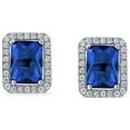 thumbnail image 2 of Bling Jewelry Womens 3.5CT Emerald Cut CZ Studs Sterling Silver Halo Earrings, 2 of 4