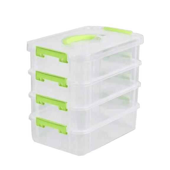 4-Tier Clear Storage Box, Multi-Functional Stackable Portable Organizer, Ideal for Art Supplies, Sewing Materials, Nail Care Items, and More