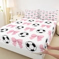 thumbnail image 4 of Erosebridal Soccer Ball Games Full Size Sheets For Kids,Kawaii Bowknot Bows Bed Sheets For Kids Girls 4 Pieces, 4 of 6