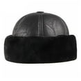 thumbnail image 3 of Thick Outdoor Warm Winter Hat Men Black Fur Leather Male Windproof Snow Ski Cap Fleece Lined ,Fashion Design, 3 of 7