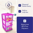 thumbnail image 3 of Open Box Homz Plastic 3 Drawer Med Storage Tower, Clear Drawers/Purple Frame, 3 of 10