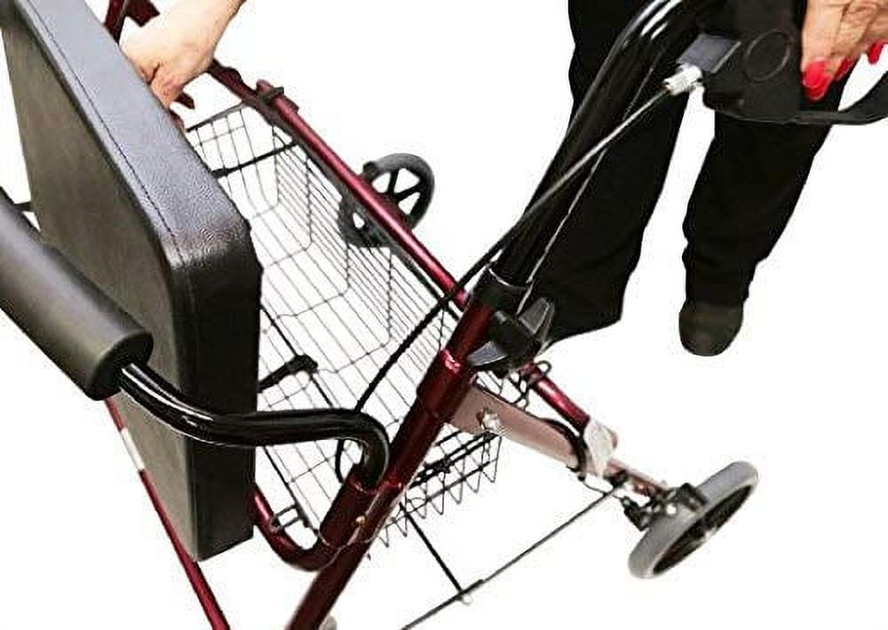 HEALTHLINE Heavy Duty Bariatric Rollator Walker For Senior With Seat and Wheels, 4 Wheel Walker With Seat and Basket and Brakes, Medical Heavy Duty Walker With Seat for Seniors, Black