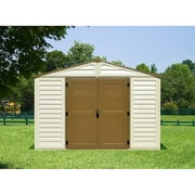 DuraMax 10.5ft x 13ft Woodbridge Plus Plastic Vinyl Outdoor Shed w/ Foundation Kit & Window