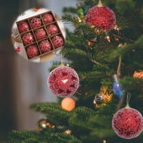 sruoe Christmas Ball Ornaments, Christmas Tree Ornament, Shatterproof Ornaments, Xmas Bulbs Decoration Set, Flocked Christmas Balls, Hanging Balls for Holiday Birthday Wedding Party Christmas Decor