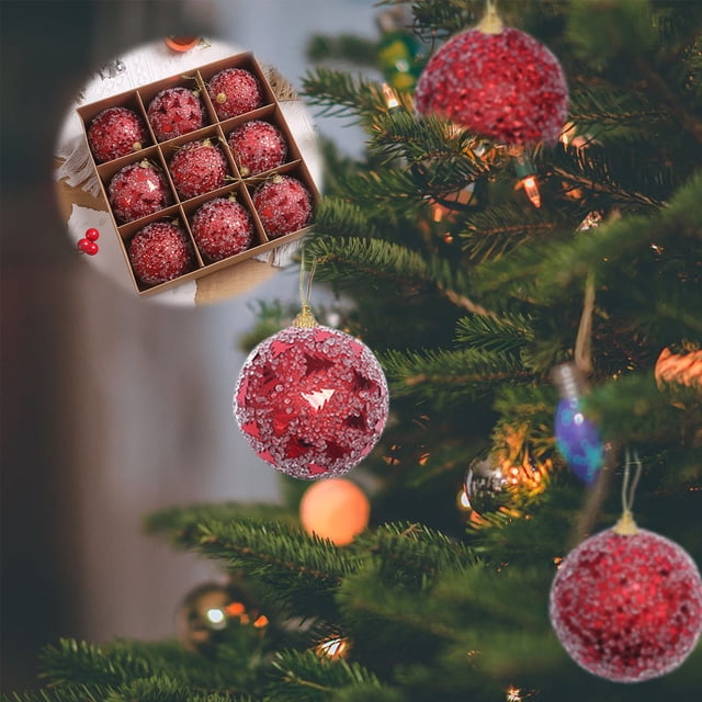 Xihbxyly Juego de Decoración Navideña, Adornos Colgantes de Espuma, Colores Rojo, Dorado y Blanco, Duradero y Ligero, Versátil para Decorar Árboles y Manualidades, Espíritu Navideño, 9 Piezas, 8 X 8