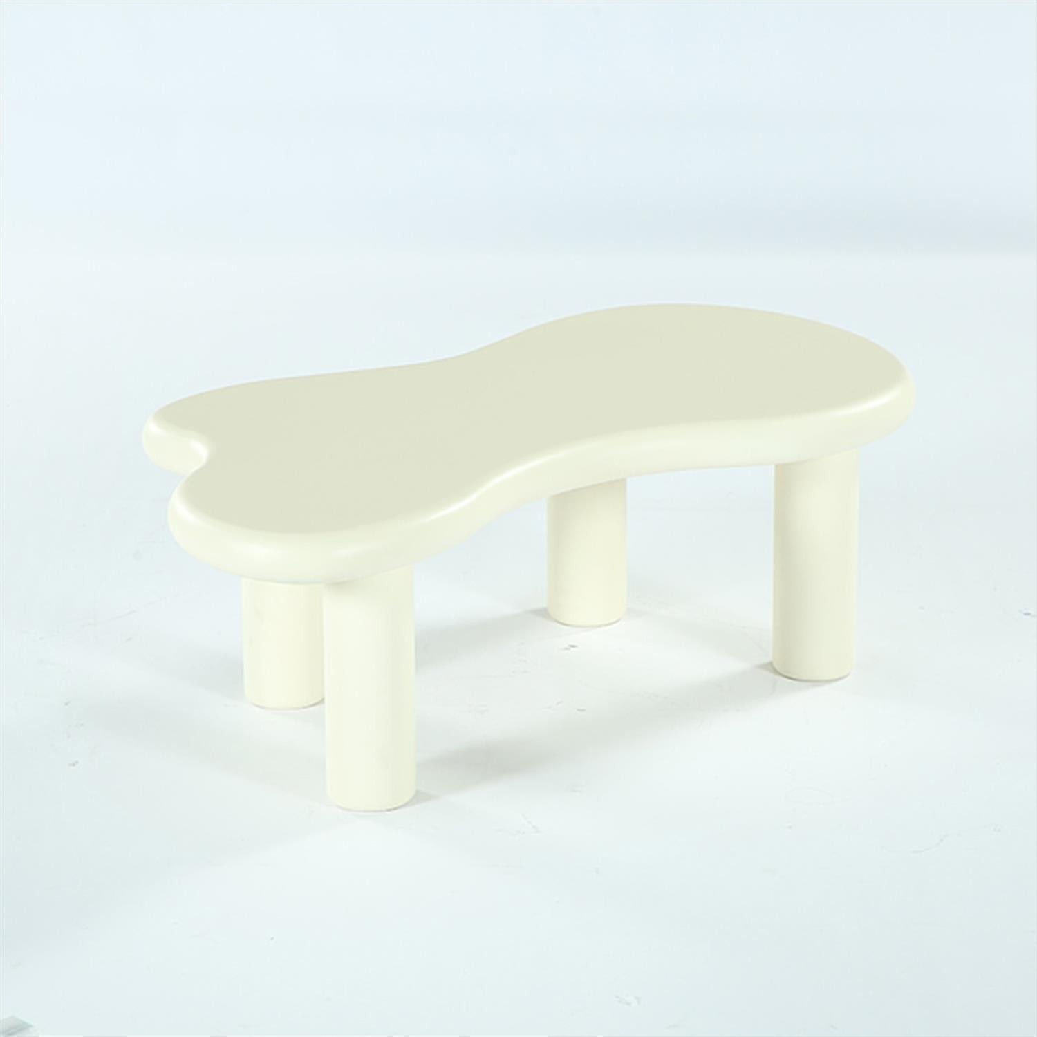 Demi Bonn Cloud-Shaped Coffee Table, Modern Irregular Center Tea Table with 4 Solid Legs for Home Living Room, Office, White