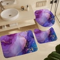 thumbnail image 6 of 4Pcs Purple Marble Wavy Shower Curtain Sets with Rugs, Toilet Lid Cover and Bath Mat, Abstract Moire Art Deco Bathroom Shower Curtains Set with 12 Hooks, 6 of 8