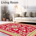 thumbnail image 2 of ODIKA 2'x3' Machine Washable Non-Slip Area Rug, Elegant Botanical Damask Symmetrical Design High Traffic Rug with Pad, Red, 572993, 2 of 8