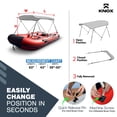 thumbnail image 4 of KNOX 2 Bow Bimini Tops for Boats, Boat Canopy Kit, 600D Canvas, Stainless Steel Bimini Top Hardware, Storage Boot, Fits Most Small Boats & Inflatable Boats, 63" L x 43" H x 39"-55" W (Light Gray), 4 of 7