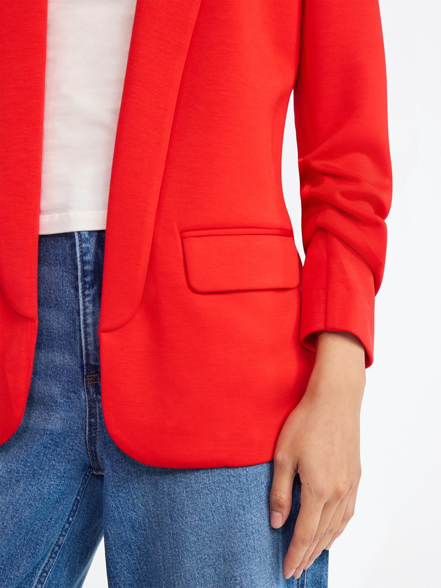 Scoop Women's and Women’s Plus Ultimate ScubaKnit Relaxed Blazer with Scrunch Sleeves, Sizes XS-4X