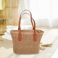 thumbnail image 6 of Women Straw Woven Handbag Handwoven Boho Top Handle Satchel Purse with Zipper Tote for Travel Vacation Beach Summer , khaki, 6 of 8