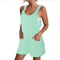 thumbnail image 1 of Gibobby pantalones holgados de oficina Monos cortos de verano para mujer, monos informales holgados sin mangas con tirantes y , monos con bolsillos(Glauco， XXL), 1 of 5