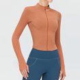thumbnail image 1 of Ropa deportiva de secado rápido para mujer, top deportivo ajustado con cremallera de alta elasticidad, ropa de yoga, chaqueta de yoga de manga larga con cuello, 1 of 6
